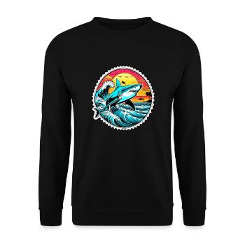 requin et coucher de soleil - Sweat-shirt Unisexe - noir - Devant - Alina (178cm) & Michal (187cm)
