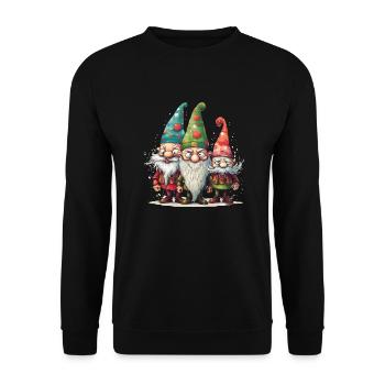 Lustige Weihnachtswichtel Gnome & Wichtel - Unisex Pullover - Schwarz - Vorne - Alina (178cm) & Michal (187cm)