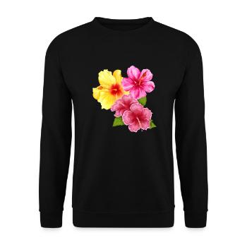 Hawai Aloha Blumen - Unisex Pullover - Schwarz - Vorne - Alina (178cm) & Michal (187cm)