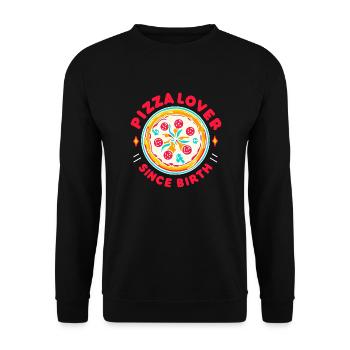 Amateur de pizza depuis sa naissance - Sweat-shirt Unisexe - noir - Devant - Alina (178cm) & Michal (187cm)