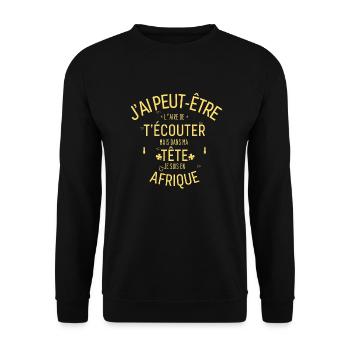 Dans ma Tête je suis En Afrique jaune - Sweat-shirt Unisexe - noir - Devant - Alina (178cm) & Michal (187cm)