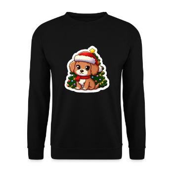 Cute Christmas Puppy: Perfect Gift for Dog Lovers - Unisex Sweatshirt - black - Front - Alina (178cm) & Michal (187cm)
