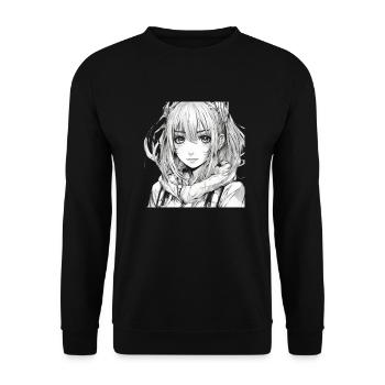 Manga Girl - Unisex Pullover - Schwarz - Vorne - Alina (178cm) & Michal (187cm)
