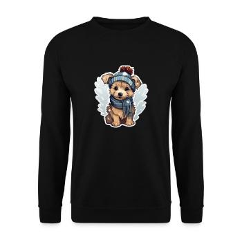 Chien mignon dans la neige avec chapeau et écharpe - Sweat-shirt Unisexe - noir - Devant - Alina (178cm) & Michal (187cm)