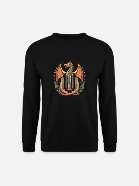 Letter U with dragon - Unisex Sweatshirt - black
