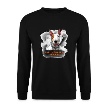 Bullterrier Team Nummer 1 Champion Sieger Anführer - Unisex Pullover - Schwarz - Vorne - Alina (178cm) & Michal (187cm)