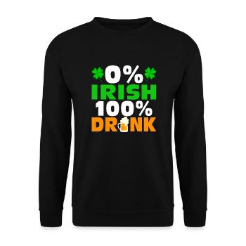 0 % Irish 100 % Drunk - Unisex Pullover - Schwarz - Vorne - Alina (178cm) & Michal (187cm)