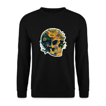 Human Skull & Flowers 20 - Unisex Sweatshirt - black - Front - Alina (178cm) & Michal (187cm)
