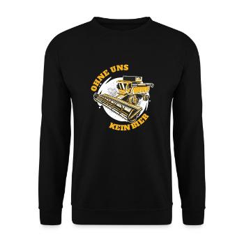 OHNE UNS KEIN BIER Landwirt Bauern Demo - Unisex Pullover - Schwarz - Vorne - Alina (178cm) & Michal (187cm)