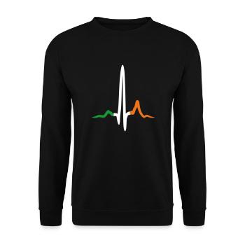 Irish Heartbeat Saint Patrick's Day Flagge Farben - Unisex Pullover - Schwarz - Vorne - Alina (178cm) & Michal (187cm)