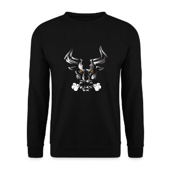 Stier Stierkopf Kopf Logo Steak Beast Gym Horn - Unisex Pullover - Schwarz - Vorne - Alina (178cm) & Michal (187cm)