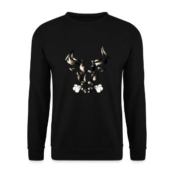 Stier Stierkopf Kopf Logo Steak Beast Gym Horn - Unisex Pullover - Schwarz - Vorne - Alina (178cm) & Michal (187cm)