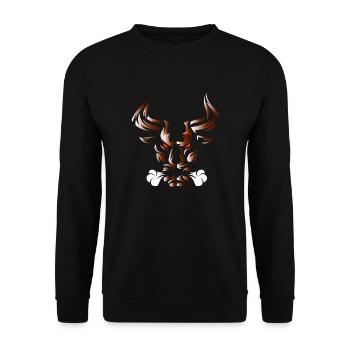 Stier Stierkopf Kopf Logo Steak Beast Gym Horn - Unisex Pullover - Schwarz - Vorne - Alina (178cm) & Michal (187cm)