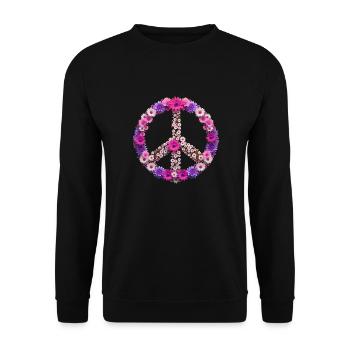 peace,peace sign,peace sign,flowers,colorful - Unisex Sweatshirt - black - Front - Alina (178cm) & Michal (187cm)