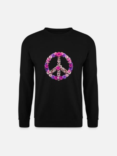 peace,friedenszeichen,peace sign,blumen,bunt - Unisex Pullover - Schwarz