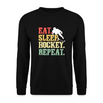 Eat Sleep Hockey Repeat - Professional Ice Hockey - Unisex Sweatshirt - black - Front - Alina (178cm) & Michal (187cm)