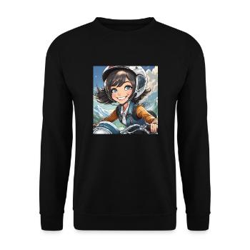 Motorrad fahren ist eine Leidenschaft - Unisex Pullover - Schwarz - Vorne - Alina (178cm) & Michal (187cm)