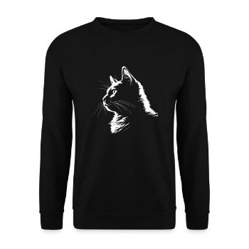 Cat, Cat Motif - Unisex Sweatshirt - black - Front - Alina (178cm) & Michal (187cm)