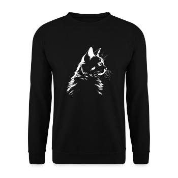 Cat, Cat Motif - Unisex Sweatshirt - black - Front - Alina (178cm) & Michal (187cm)