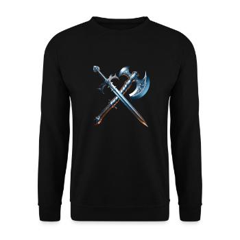 Medieval Weapons - Sword & Axe - Unisex Sweatshirt - black - Front - Alina (178cm) & Michal (187cm)