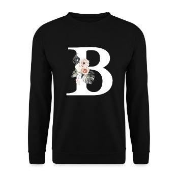 Lettre b floral tropical - Sweat-shirt Unisexe - noir - Devant - Alina (178cm) & Michal (187cm)