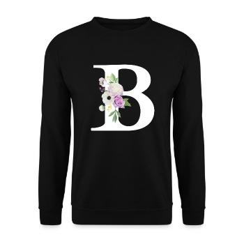 Purple floral letter b - Unisex Sweatshirt - black - Front - Alina (178cm) & Michal (187cm)