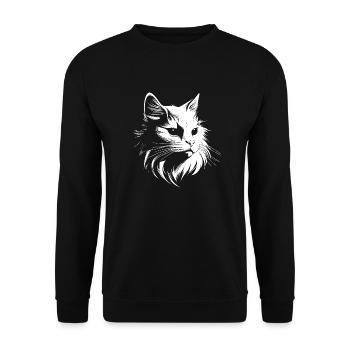 Cat, Cat Motif, Cat Face - Unisex Sweatshirt - black - Front - Alina (178cm) & Michal (187cm)