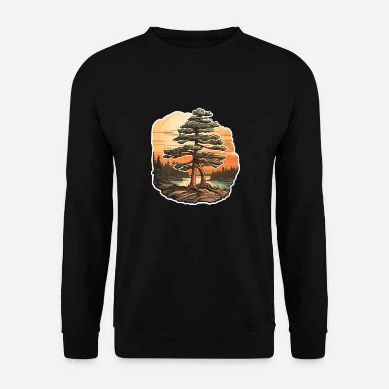 Pinie in der Abenddämmerung - Unisex Pullover - Schwarz
