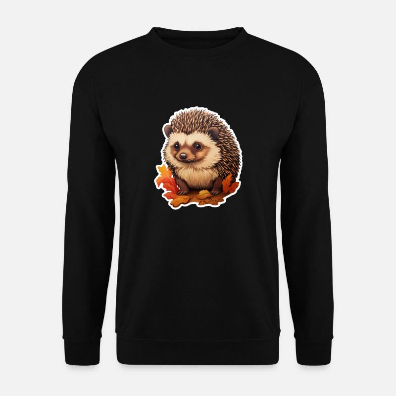 Igel mit Blättern - Unisex Pullover - Schwarz