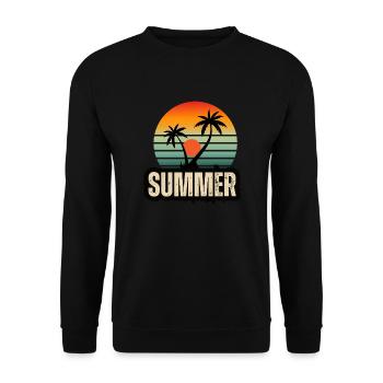 Tropische Gelassenheit: Eine Symphonie des Sonnenuntergangs - Unisex Pullover - Schwarz - Vorne - Alina (178cm) & Michal (187cm)