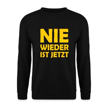 Nie wieder ist jetzt - Unisex Pullover - Schwarz - Vorne - Alina (178cm) & Michal (187cm)