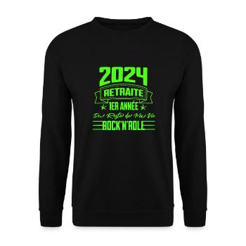 "2024 Rock 'n' Roll Retreat - Erstes Jahr" - Unisex Pullover - Schwarz - Vorne - Alina (178cm) & Michal (187cm)