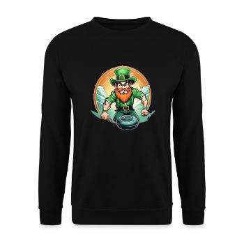 St. Patrick's Day Kleeblatt Curling - Unisex Pullover - Schwarz - Vorne - Alina (178cm) & Michal (187cm)