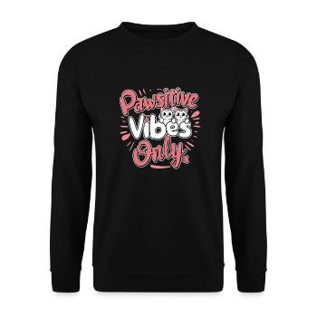 Pawsitive Vibes Only - Chat & Motivation - Unisex Sweatshirt - black - Front - Alina (178cm) & Michal (187cm)
