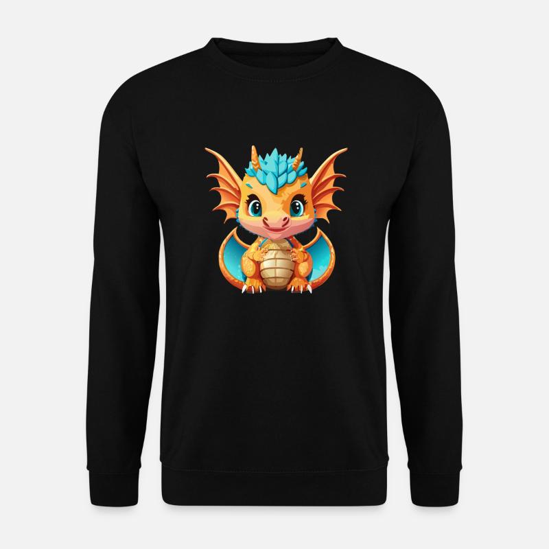 Drachen Blau Orange - Unisex Pullover - Schwarz