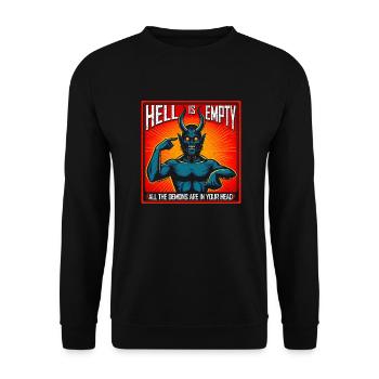 Retro Vintage Demon Art Ironic Head Sarcasm Quote - Unisex Sweatshirt - black - Front - Alina (178cm) & Michal (187cm)
