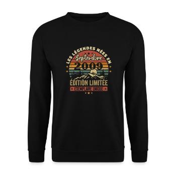 Retrospective 2009 - Legends born in September 2009 - Unisex Sweatshirt - black - Front - Alina (178cm) & Michal (187cm)