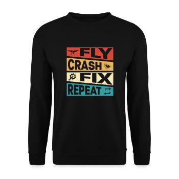 Fly crash fix Répéter le pilote de drone de vol RC - Sweat-shirt Unisexe - noir - Devant - Alina (178cm) & Michal (187cm)