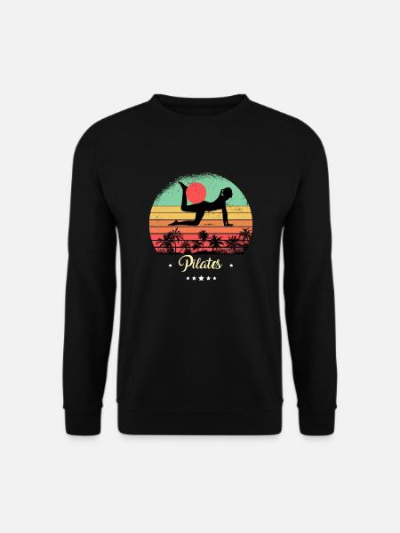 Pilates Yoga Vintage Retro Sonnenuntergang Sport - Unisex Pullover - Schwarz