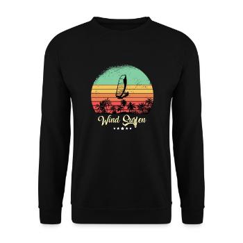 Wind Surfing Vintage Retro Sunset Sports - Unisex Sweatshirt - black - Front - Alina (178cm) & Michal (187cm)