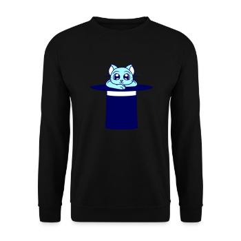 Magical Enchanted Top Hat Wizard Cat - Unisex Sweatshirt - black - Front - Alina (178cm) & Michal (187cm)