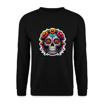 Los muertos Halloween day of the dead COLOR - Unisex Sweatshirt - black - Front - Alina (178cm) & Michal (187cm)