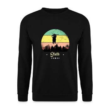 Faultier Vintage Retro Tiere Sonnenuntergang - Unisex Pullover - Schwarz - Vorne - Alina (178cm) & Michal (187cm)