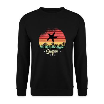 Seestern Tauchen Vintage Retro Sonnenuntergang - Unisex Pullover - Schwarz - Vorne - Alina (178cm) & Michal (187cm)