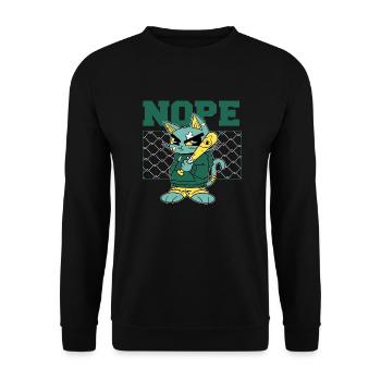 Angry Cat mit Baseballschläger - NOPE! - Unisex Pullover - Schwarz - Vorne - Alina (178cm) & Michal (187cm)