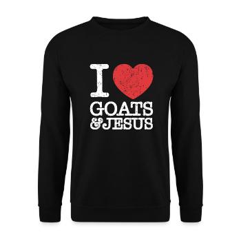 I Love Goats & Jesus Vintage Christian Lover Gift - Unisex Sweatshirt - black - Front - Alina (178cm) & Michal (187cm)
