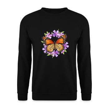 Schmetterling Monarchfalter Bunt Schmetterlinge - Unisex Pullover - Schwarz - Vorne - Alina (178cm) & Michal (187cm)