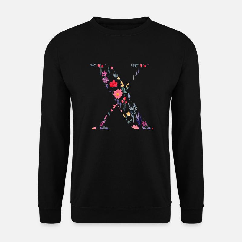 Personalisierter Blumenbuchstabe x - Geschenkidee - Unisex Pullover - Schwarz