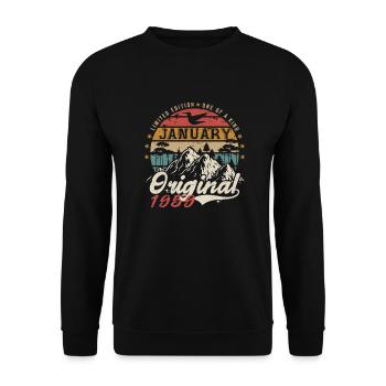 Januar 1959 Geburtstagsgeschenk - Januar 1959 - Unisex Pullover - Schwarz - Vorne - Alina (178cm) & Michal (187cm)