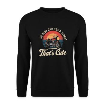 Humorvolles Racing-Statement für Biker - Unisex Pullover - Schwarz - Vorne - Alina (178cm) & Michal (187cm)